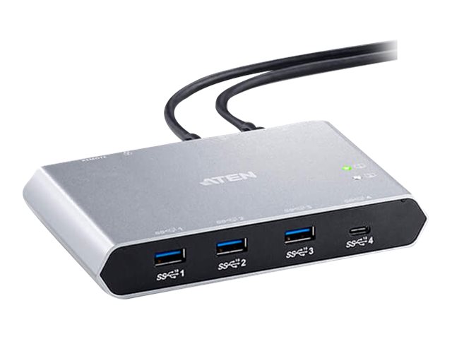 ATEN US3342 - USB-Umschalter für die gemeinsame Nutzung von Peripheriegeräten - 3 x USB 3.2 Gen 2 + 1 x USB-C (Spannungsversorgung)