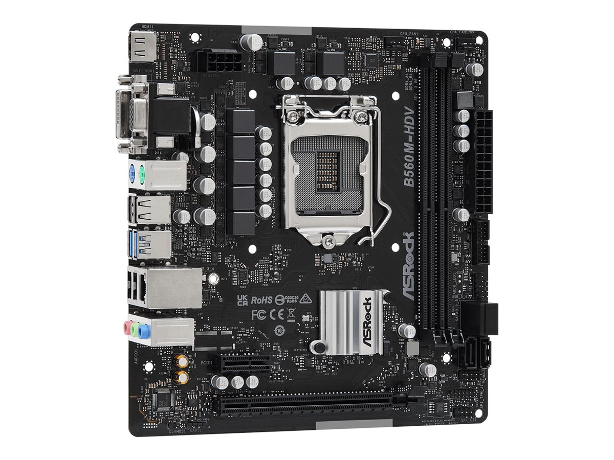 ASRock B560M-HDV R3.0 - Motherboard - micro ATX - LGA1200-Sockel - B560 Chipsatz - USB 3.2 Gen 1 - Gigabit LAN - Onboard-Grafik (CPU erforderlich)