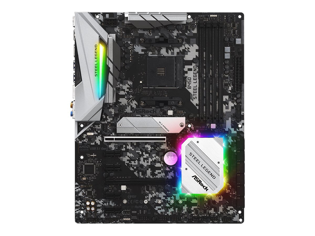 ASRock B450 Steel Legend - Motherboard - ATX - Socket AM4 - AMD B450 Chipsatz - USB 3.1 Gen 1, USB-C Gen2, USB 3.1 Gen 2 - Gigabit LAN - Onboard-Grafik (CPU erforderlich)