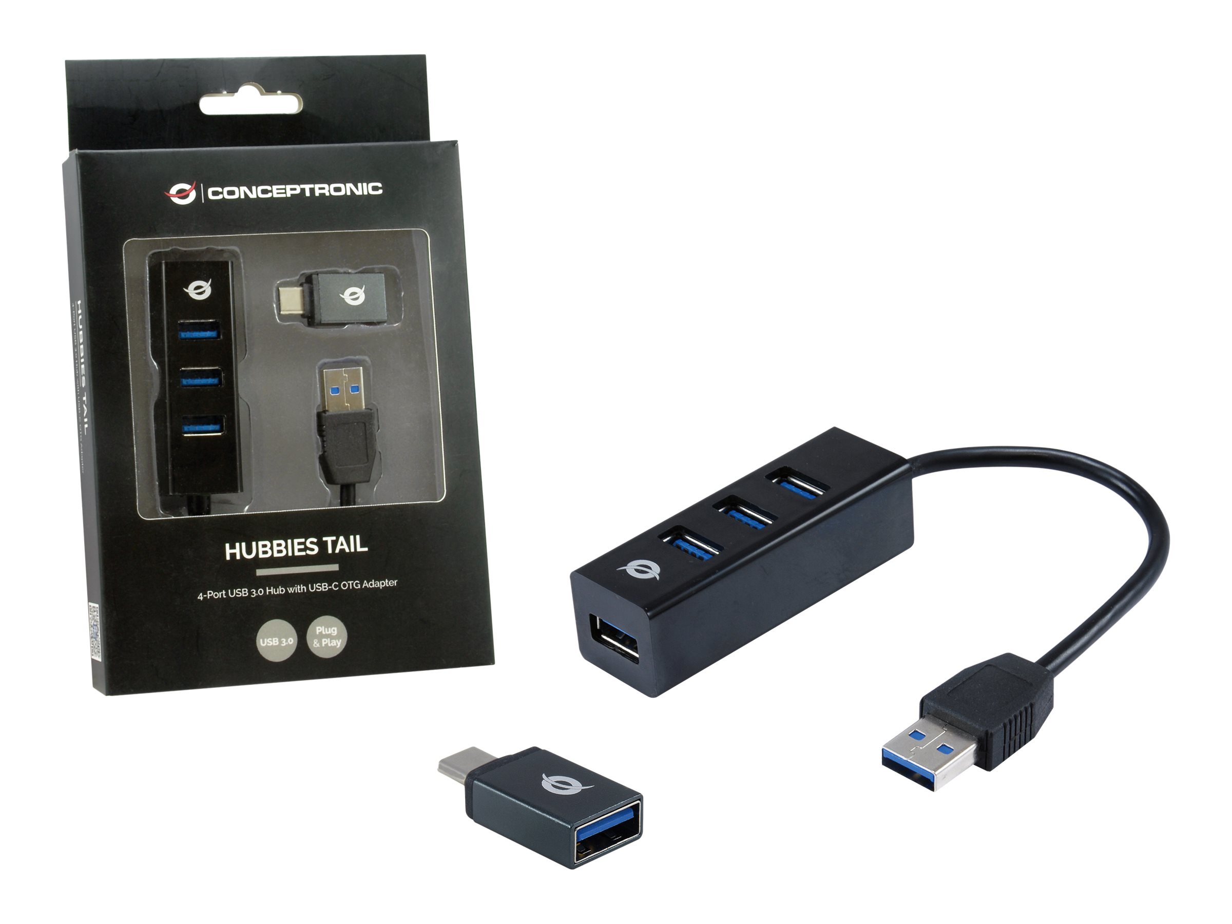 Conceptronic HUBBIES TAIL - Hub - 4 x SuperSpeed USB 3.0