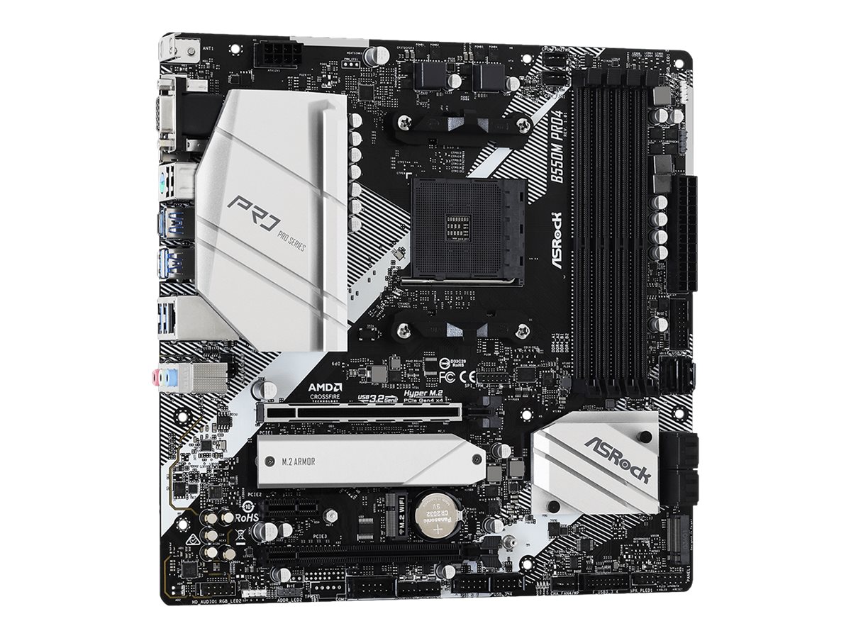 ASRock B550M Pro4 - Motherboard - micro ATX - Socket AM4 - AMD B550 Chipsatz - USB-C Gen2, USB 3.2 Gen 1, USB 3.2 Gen 2 - Gigabit LAN - Onboard-Grafik (CPU erforderlich)