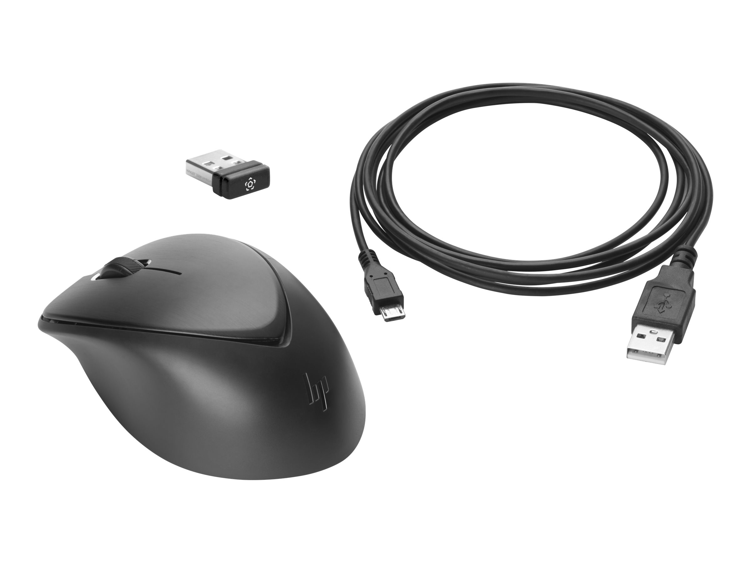 HP Premium - Maus - rechts- und linkshändig - Laser - 3 Tasten - kabellos - 2.4 GHz - kabelloser Empfänger (USB)