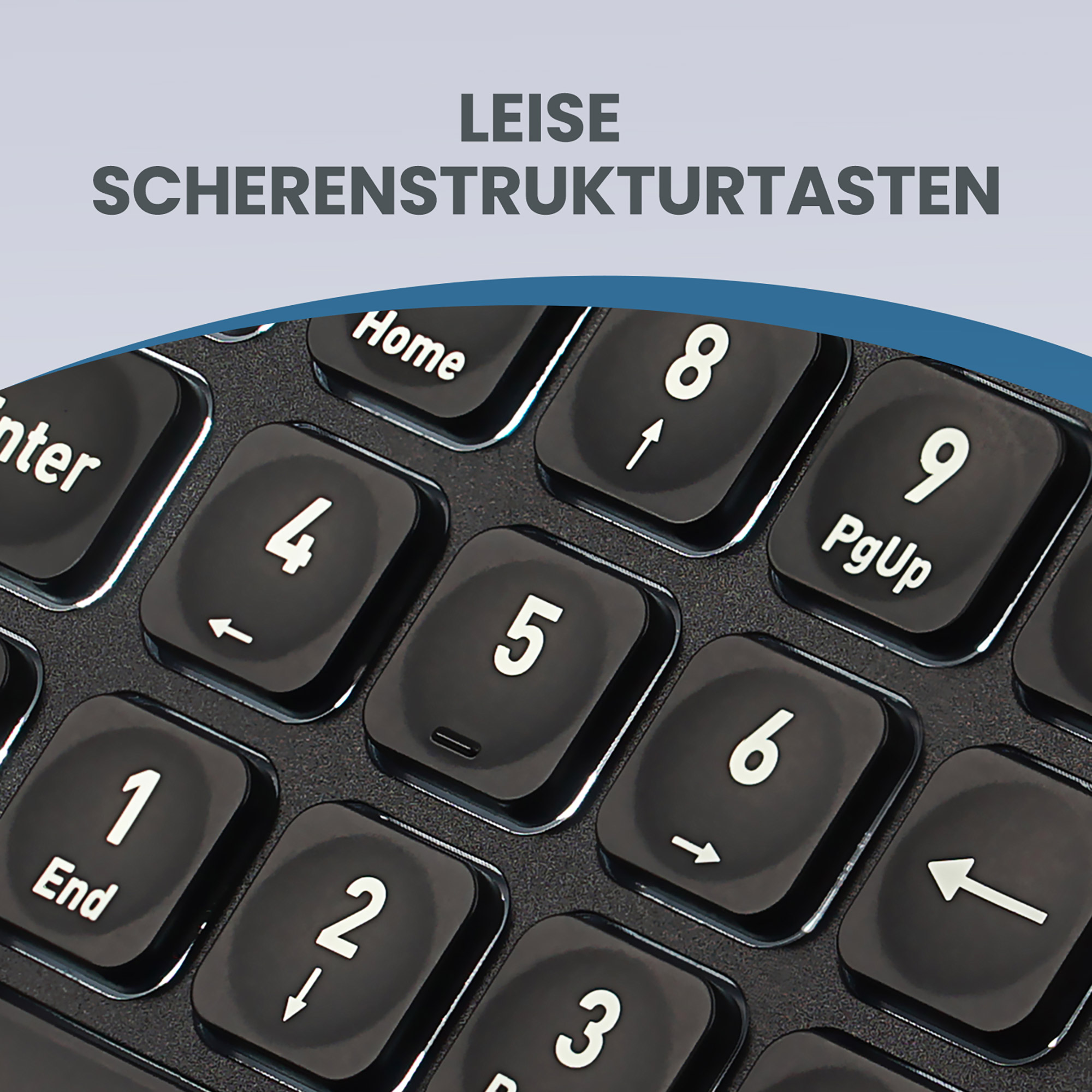 Perixx PERIBOARD-333B - USB - Scherenschlüsselschalter - QWERTZ - LED - Schwarz
