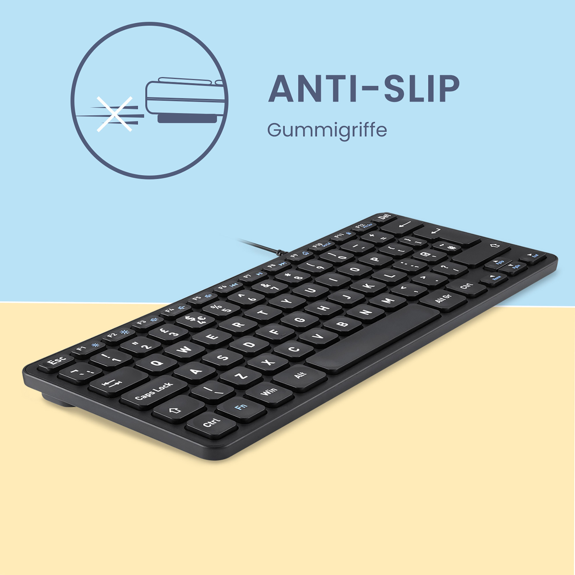 Perixx PERIBOARD-432B DE Mini-Tastatur USB kabelgebunden schwarz - Tastatur