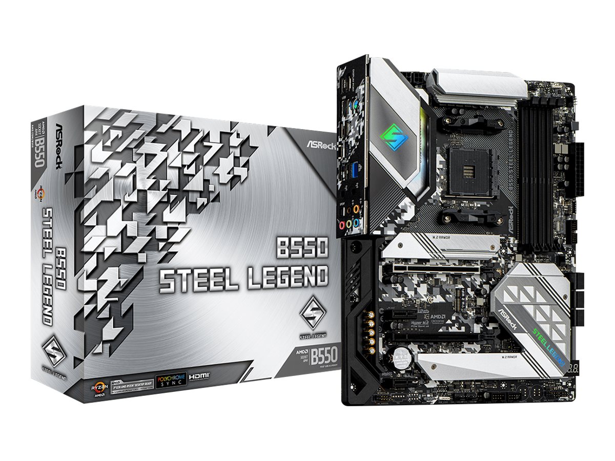 ASRock B550 Steel Legend - Motherboard - ATX - Socket AM4 - AMD B550 Chipsatz - USB-C Gen2, USB-C Gen1, USB 3.2 Gen 1, USB 3.2 Gen 2 - 2.5 Gigabit LAN - Onboard-Grafik (CPU erforderlich)