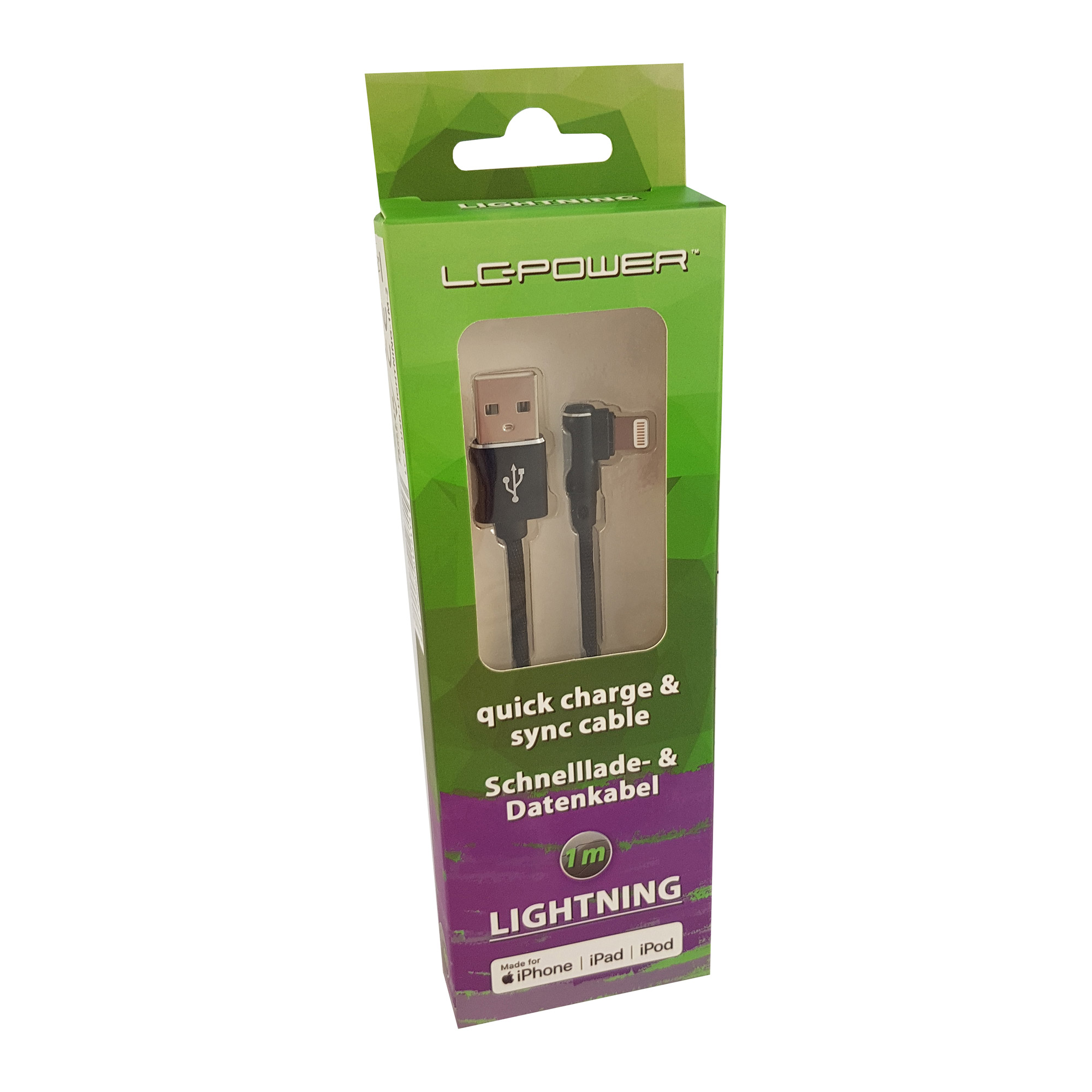 LC-Power Lightning-Kabel - USB männlich zu Lightning männlich gewinkelt