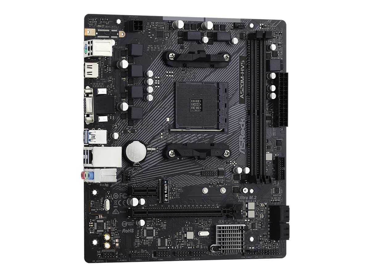 ASRock A520M-HVS - Motherboard - micro ATX - Socket AM4 - AMD A520 Chipsatz - USB 3.2 Gen 1 - Gigabit LAN - Onboard-Grafik (CPU erforderlich)