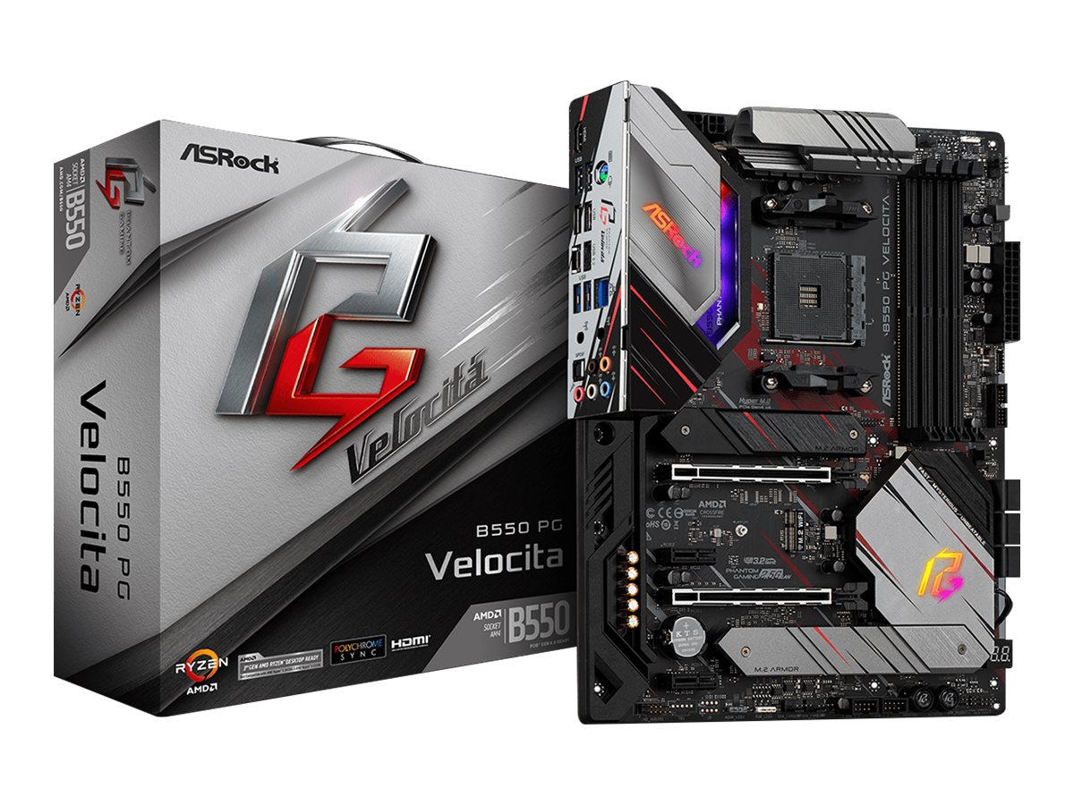 ASRock B550 PG Velocita - Motherboard - ATX - Socket AM4 - AMD B550 Chipsatz - USB-C Gen2, USB 3.2 Gen 1, USB 3.2 Gen 2 - 2.5 Gigabit LAN - Onboard-Grafik (CPU erforderlich)