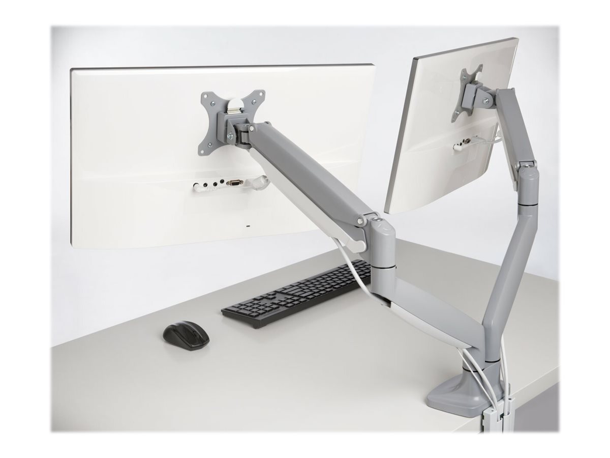 Kensington SmartFit One-Touch Dual Monitor Arm - Befestigungskit - einstellbarer Arm - für 2 Monitore - Metall - silbergrau - Bildschirmgröße: 33-81.3 cm (13"-32")