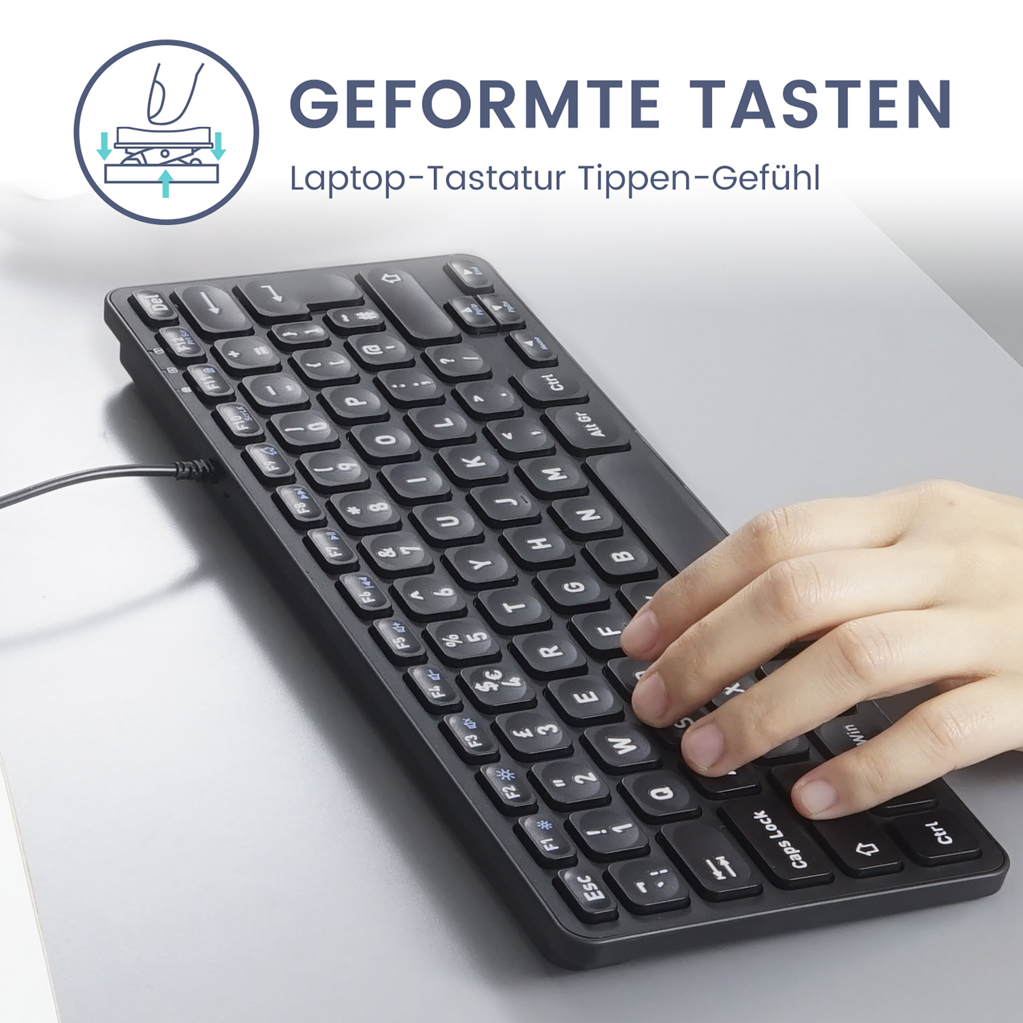 Perixx PERIBOARD-432B DE Mini-Tastatur USB kabelgebunden schwarz - Tastatur
