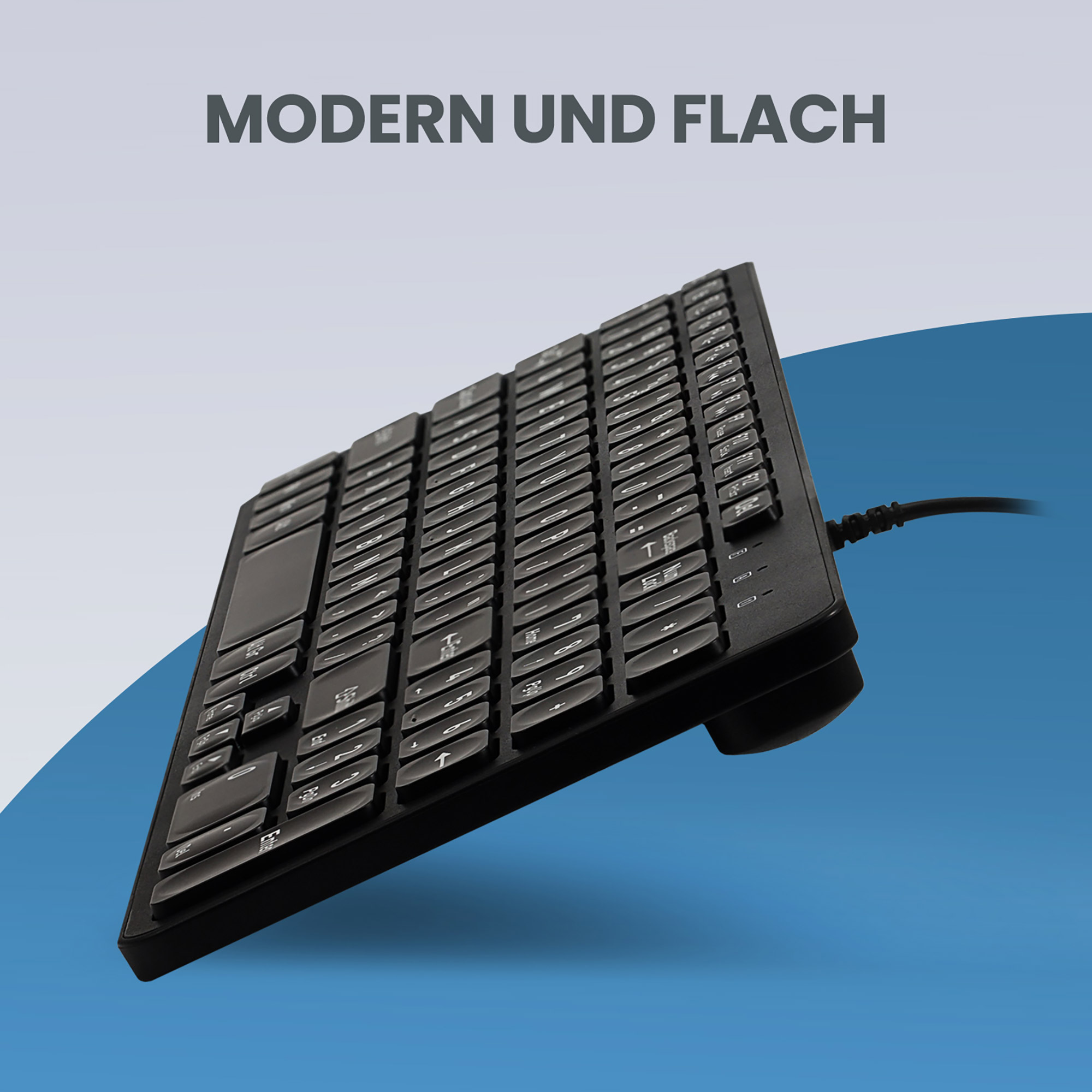 Perixx PERIBOARD-333B - USB - Scherenschlüsselschalter - QWERTZ - LED - Schwarz