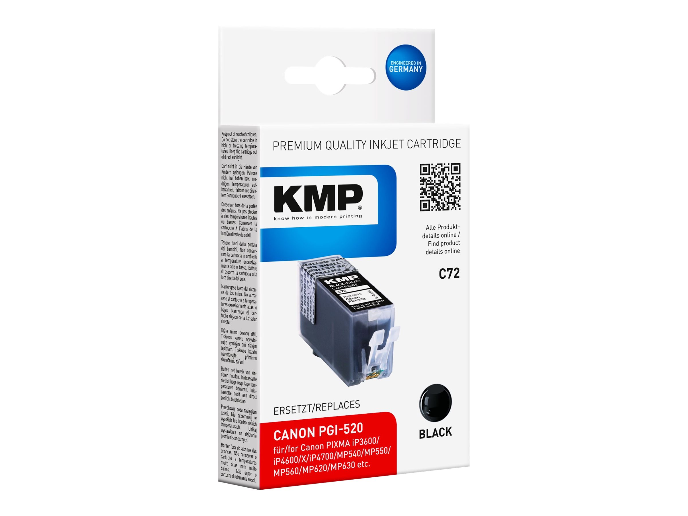 KMP C72 - 19 ml - Schwarz - kompatibel - Tintenpatrone (Alternative zu: Canon 2932B012, Canon PGI-520BK)