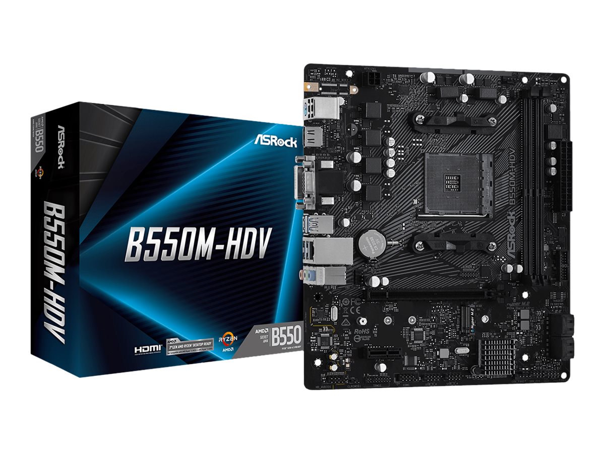 ASRock B550M-HDV - Motherboard - micro ATX - Socket AM4 - AMD B550 Chipsatz - USB 3.2 Gen 1 - Gigabit LAN - Onboard-Grafik (CPU erforderlich)