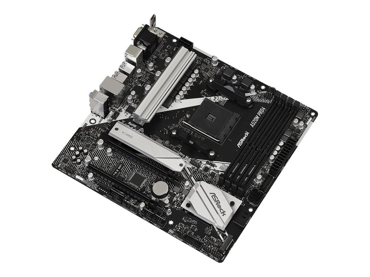 ASRock A520M Pro4 - Motherboard - micro ATX - Socket AM4 - AMD A520 Chipsatz - USB-C Gen1, USB 3.2 Gen 1 - Gigabit LAN - Onboard-Grafik (CPU erforderlich)