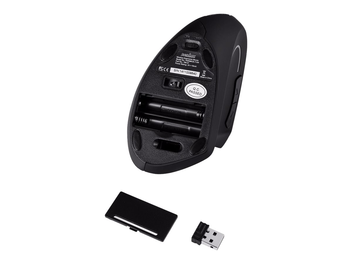 Perixx PERIMICE-713L - Maus - ergonomisch - Für Linkshänder - optisch - 6 Tasten - kabellos - 2.4 GHz - kabelloser Empfänger (USB)