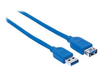 Manhattan USB-A to USB-A Extension Cable, 1m, Male to Female, 5 Gbps (USB 3.2 Gen1 aka USB 3.0)