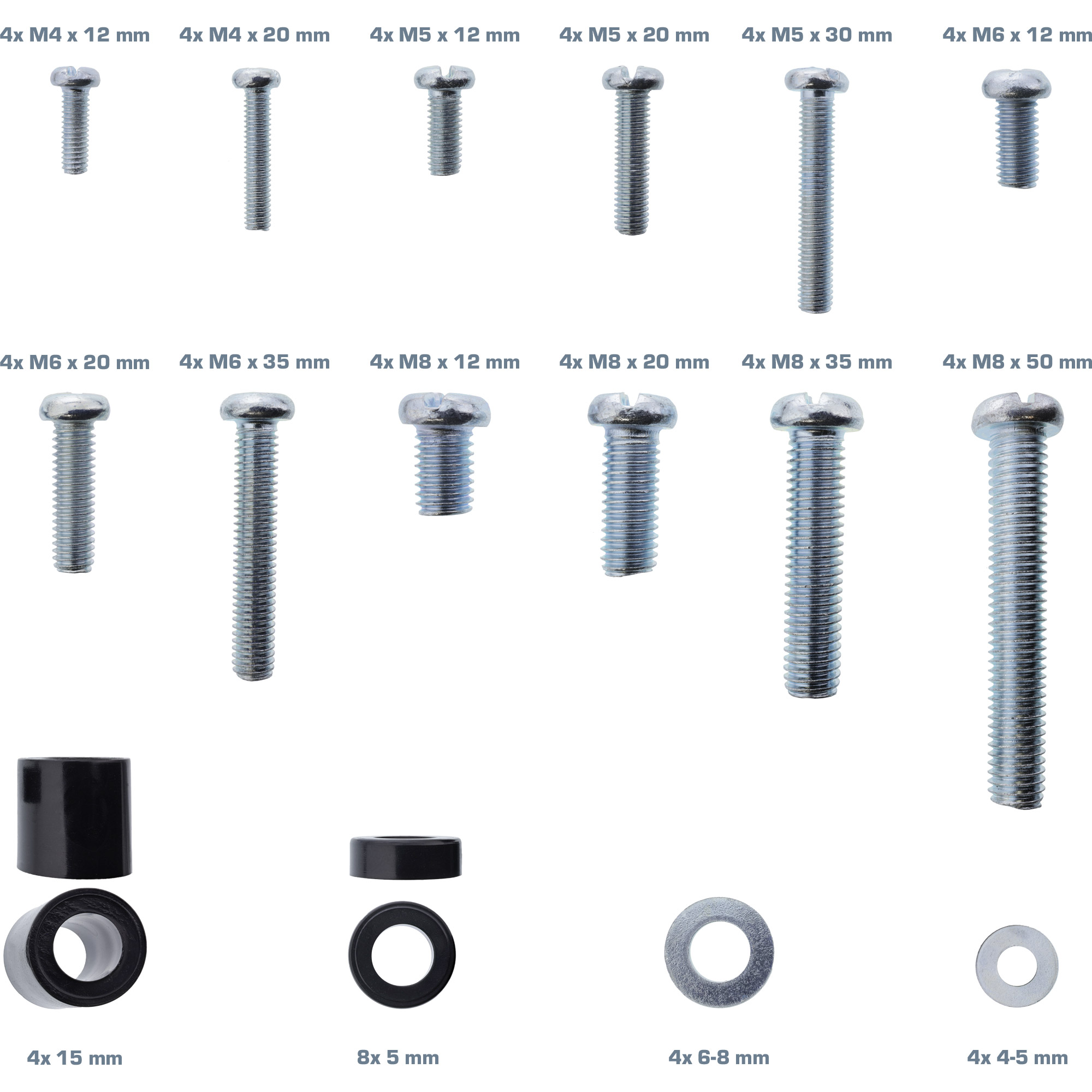 InLine Schraubenset 68-teilig für TV-Wandhalterung - Wand - Zink - 68 Stück(e)