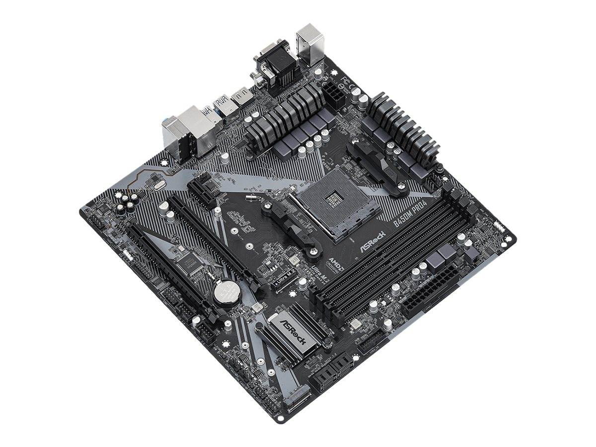 ASRock B450M Pro4 R2.0 - Motherboard - micro ATX - Socket AM4 - AMD B450 Chipsatz - USB-C Gen2, USB 3.2 Gen 1, USB 3.2 Gen 2 - Gigabit LAN - Onboard-Grafik (CPU erforderlich)